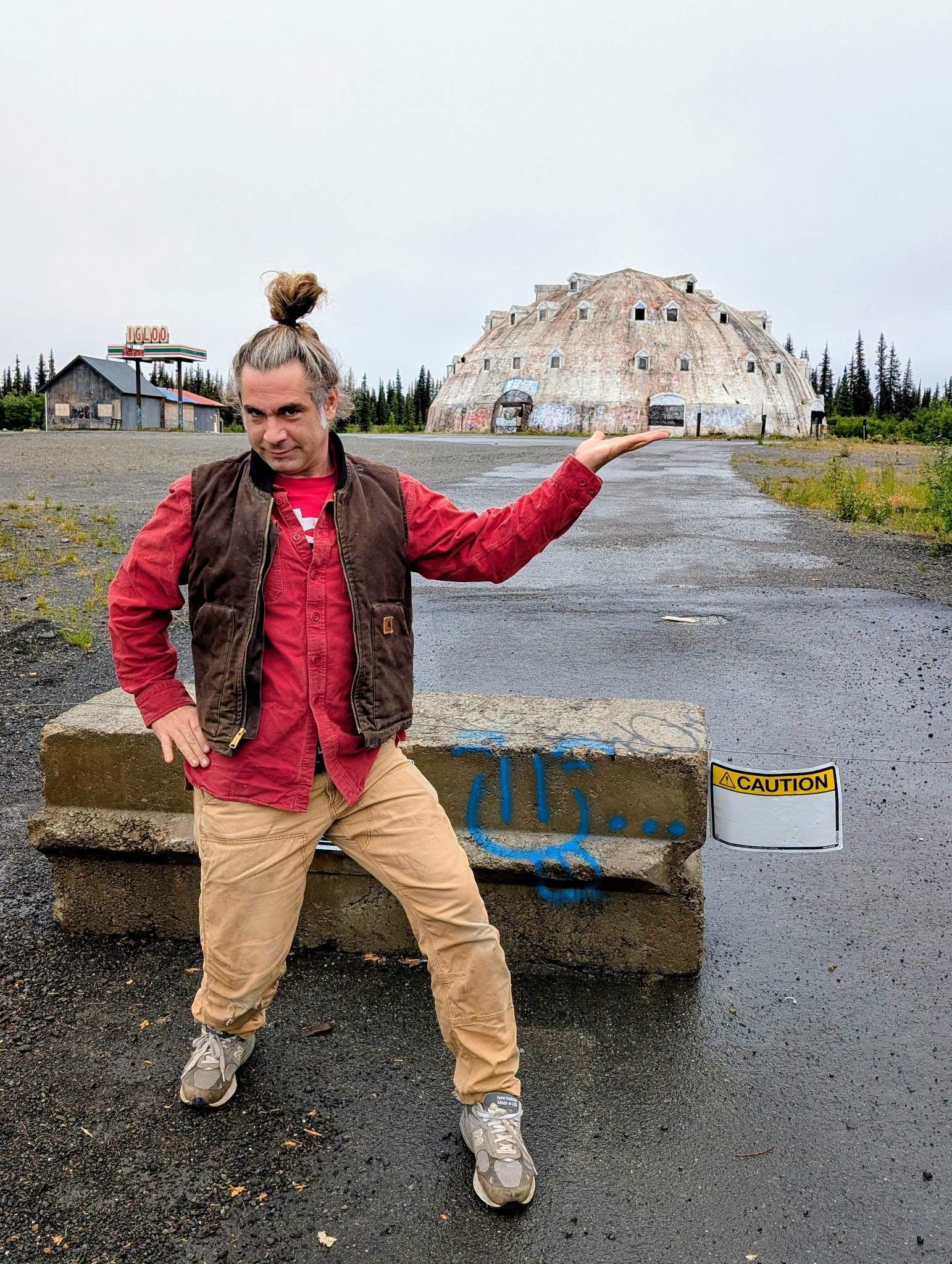 Russ at an unusual roadside igloo